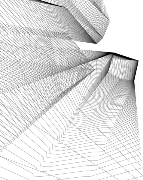 Líneas Abstractas Dibujo Concepto Arte Arquitectónico Formas Geométricas Mínimas — Vector de stock