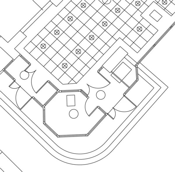 Lignes Dessin Abstraites Dans Concept Art Architectural Formes Géométriques Minimales — Image vectorielle