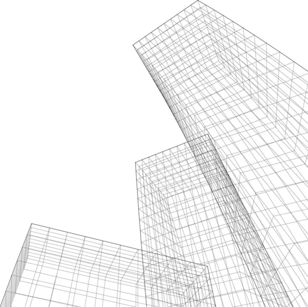 Líneas Abstractas Dibujo Concepto Arte Arquitectónico Formas Geométricas Mínimas — Archivo Imágenes Vectoriales