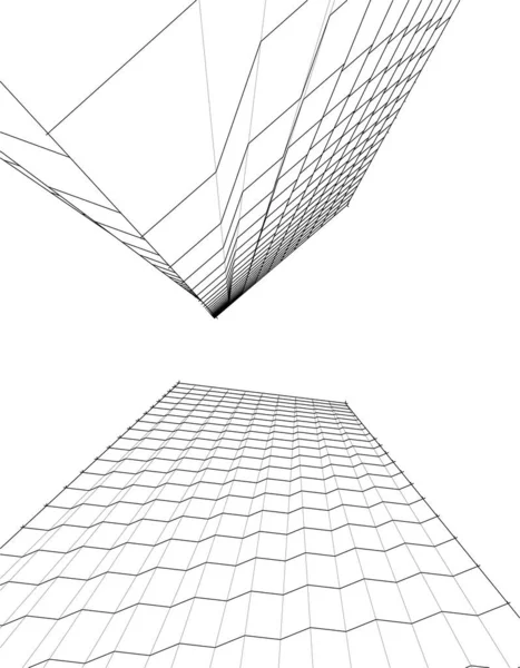 Elvont Rajzvonalak Építészeti Képzőművészetben Minimális Geometriai Formák — Stock Vector