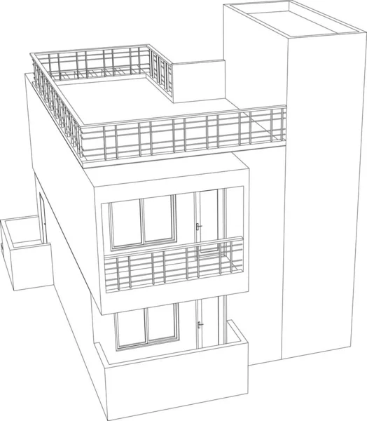 Linee Disegno Astratte Nel Concetto Arte Architettonica Forme Geometriche Minime — Vettoriale Stock