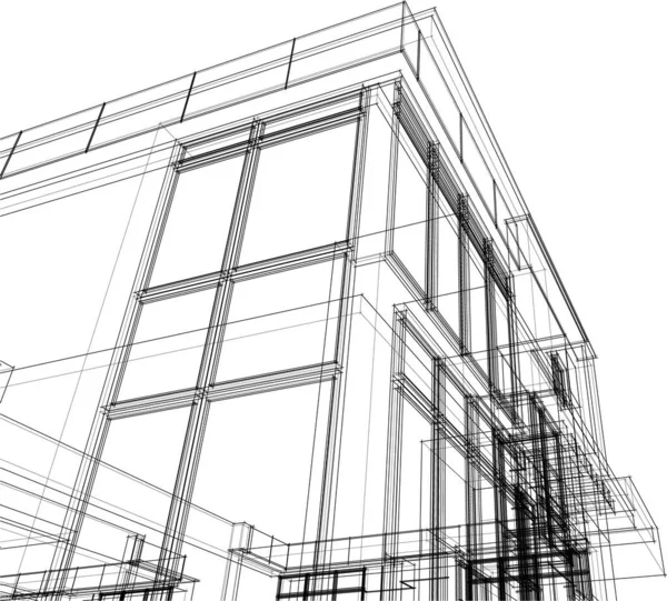 Abstracte Tekenlijnen Architectonisch Kunstconcept Minimale Geometrische Vormen — Stockvector