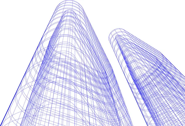 Abstrakte Zeichnungslinien Architektonischen Kunstkonzept Minimale Geometrische Formen — Stockvektor