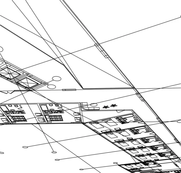 Linee Disegno Astratte Nel Concetto Arte Architettonica Forme Geometriche Minime — Vettoriale Stock