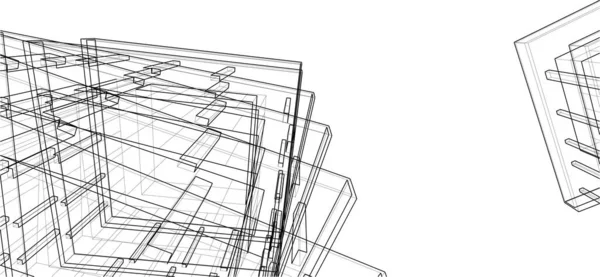 Lignes Dessin Abstraites Dans Concept Art Architectural Formes Géométriques Minimales — Image vectorielle