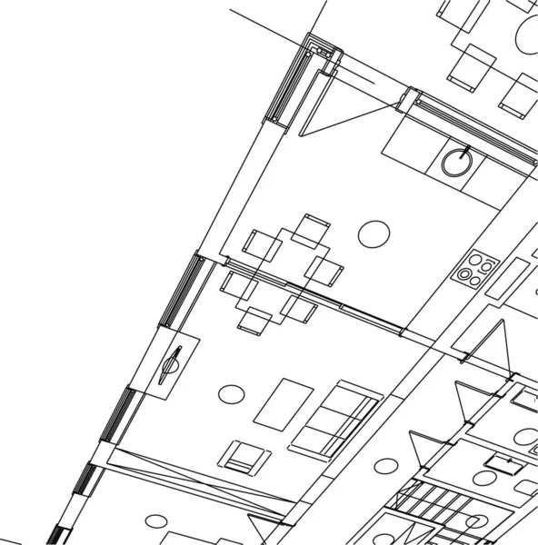 Abstrakte Zeichnungslinien Architektonischen Kunstkonzept Minimale Geometrische Formen — Stockvektor