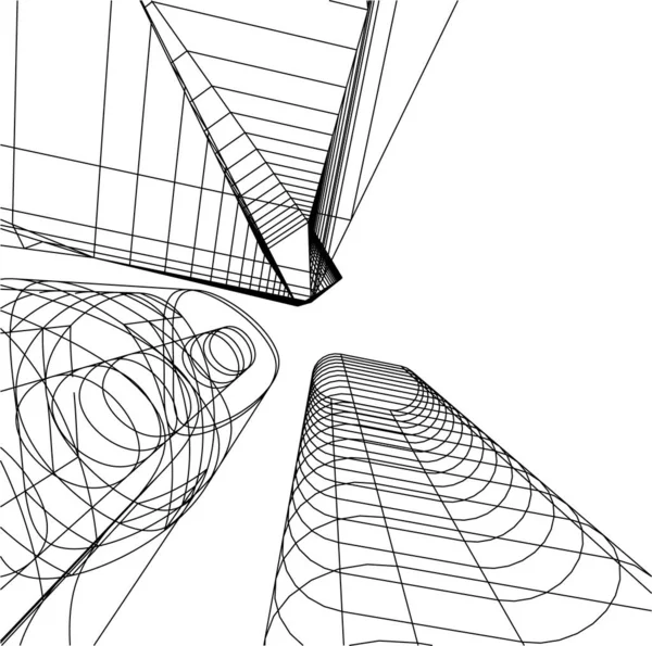 Abstrakta Teckningslinjer Arkitektonisk Konst Koncept Minimala Geometriska Former — Stock vektor