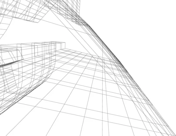 建筑艺术概念中的抽象绘图线 最小几何形状 — 图库矢量图片