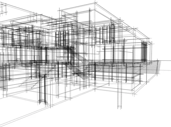 Abstrakte Zeichnungslinien Architektonischen Kunstkonzept Minimale Geometrische Formen — Stockvektor