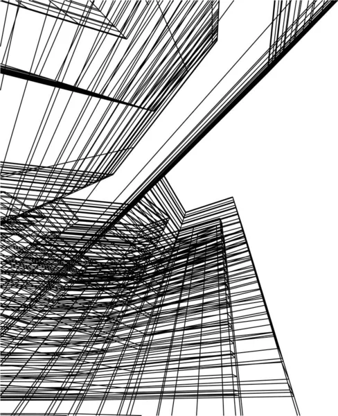 Lignes Dessin Abstraites Dans Concept Art Architectural Formes Géométriques Minimales — Image vectorielle