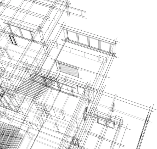 Linee Disegno Astratte Nel Concetto Arte Architettonica Forme Geometriche Minime — Vettoriale Stock