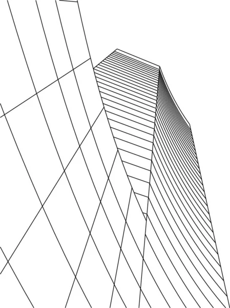 Abstrakta Teckningslinjer Arkitektonisk Konst Koncept Minimala Geometriska Former — Stock vektor