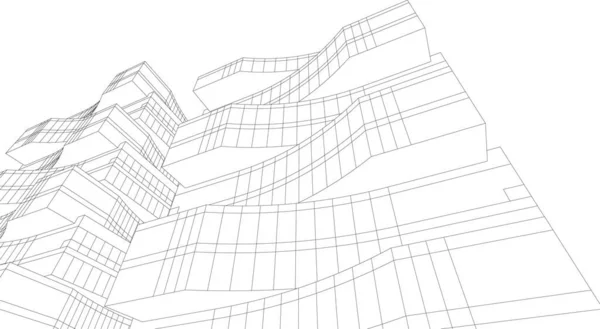 Lignes Dessin Abstraites Dans Concept Art Architectural Formes Géométriques Minimales — Image vectorielle