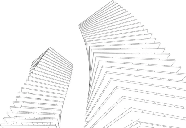 Linhas Abstratas Desenho Conceito Arte Arquitetônica Formas Geométricas Mínimas — Vetor de Stock