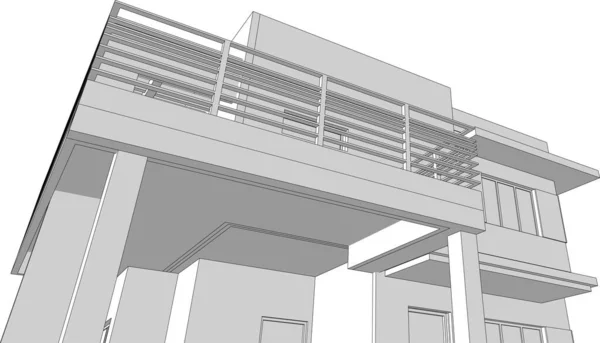 Abstracte Tekenlijnen Architectonisch Kunstconcept Minimale Geometrische Vormen — Stockvector