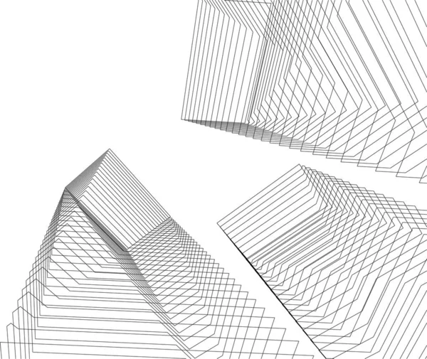 Abstracte Tekenlijnen Architectonisch Kunstconcept Minimale Geometrische Vormen — Stockvector