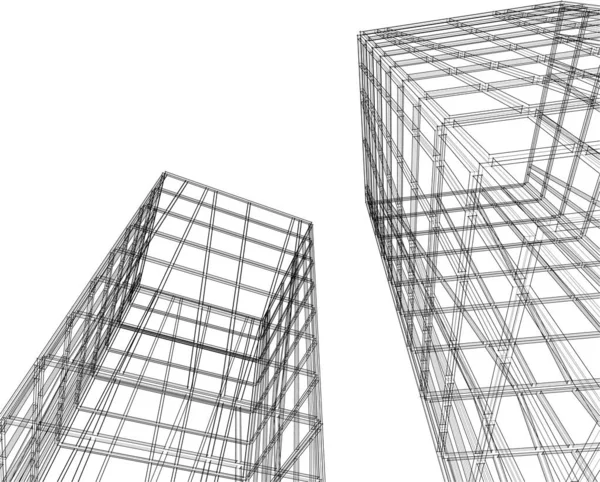 Abstraktní Kreslicí Čáry Architektonickém Pojetí Minimální Geometrické Tvary — Stockový vektor