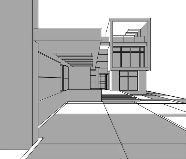 Abstrakcyjne Linie Rysunku Koncepcji Sztuki Architektonicznej Minimalne Kształty Geometryczne — Wektor stockowy