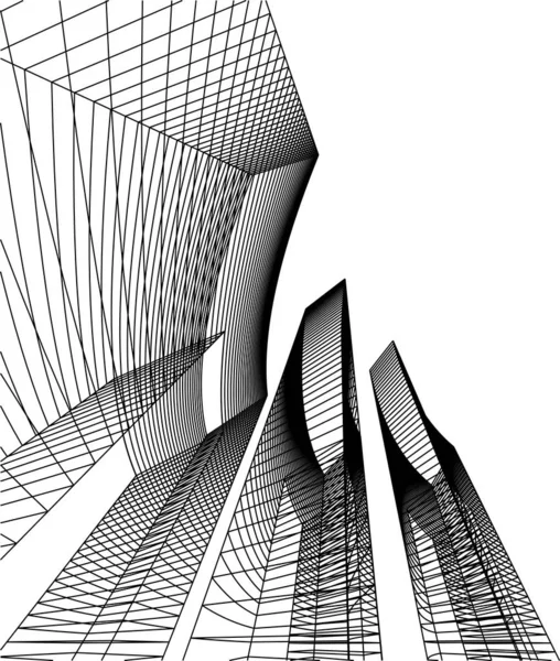 Abstracte Tekenlijnen Architectonisch Kunstconcept Minimale Geometrische Vormen — Stockvector