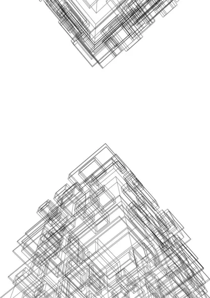 Abstrakte Zeichnungslinien Architektonischen Kunstkonzept Minimale Geometrische Formen — Stockvektor