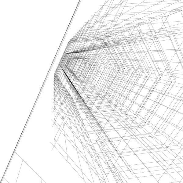 Abstracte Tekenlijnen Architectonisch Kunstconcept Minimale Geometrische Vormen — Stockvector