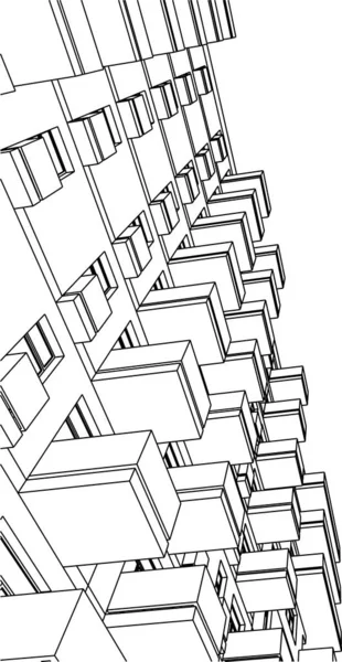 Líneas Abstractas Dibujo Concepto Arte Arquitectónico Formas Geométricas Mínimas — Archivo Imágenes Vectoriales