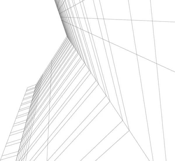 Linee Disegno Astratte Nel Concetto Arte Architettonica Forme Geometriche Minime — Vettoriale Stock