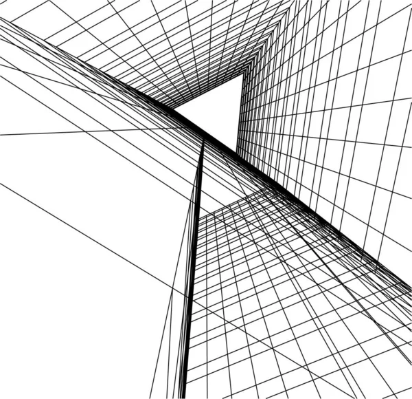 Linhas Abstratas Desenho Conceito Arte Arquitetônica Formas Geométricas Mínimas — Vetor de Stock