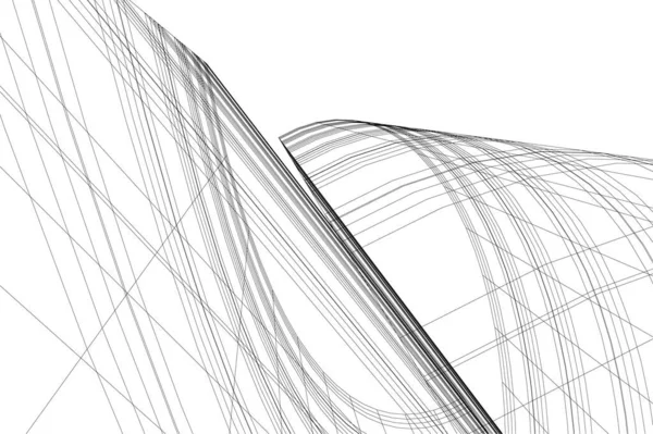 Abstrakta Teckningslinjer Arkitektonisk Konst Koncept Minimala Geometriska Former — Stock vektor