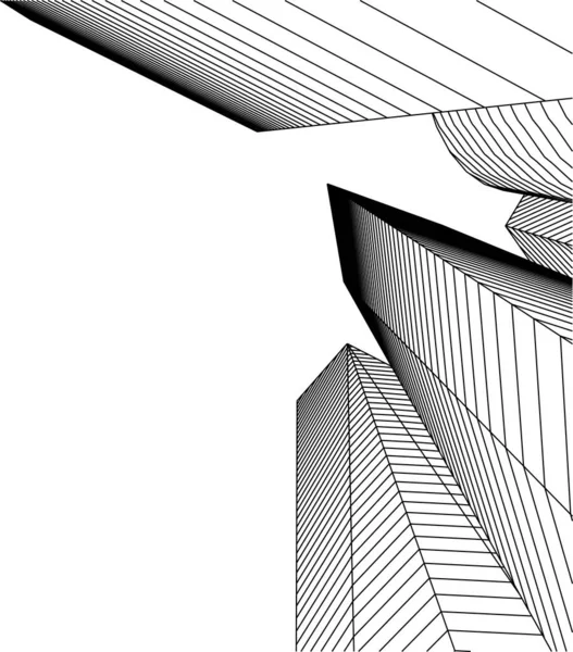 Lignes Dessin Abstraites Dans Concept Art Architectural Formes Géométriques Minimales — Image vectorielle