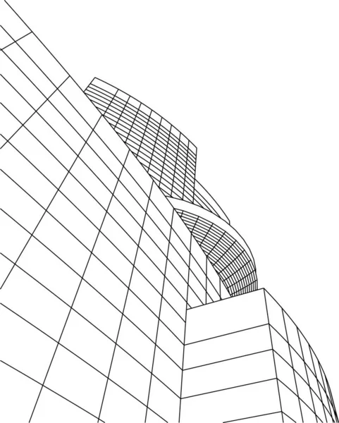 Abstrakta Teckningslinjer Arkitektonisk Konst Koncept Minimala Geometriska Former — Stock vektor