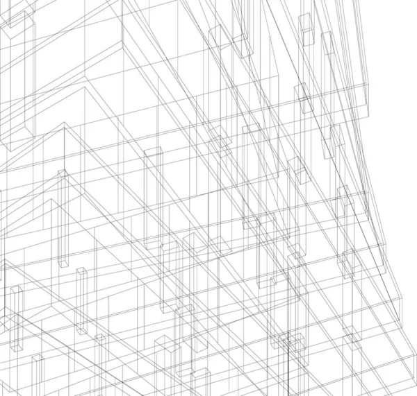 Líneas Abstractas Dibujo Concepto Arte Arquitectónico Formas Geométricas Mínimas — Archivo Imágenes Vectoriales