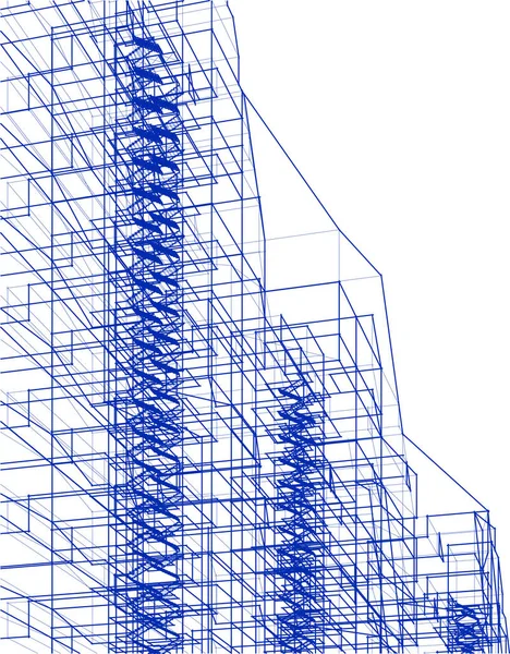 Elvont Rajzvonalak Építészeti Képzőművészetben Minimális Geometriai Formák — Stock Vector