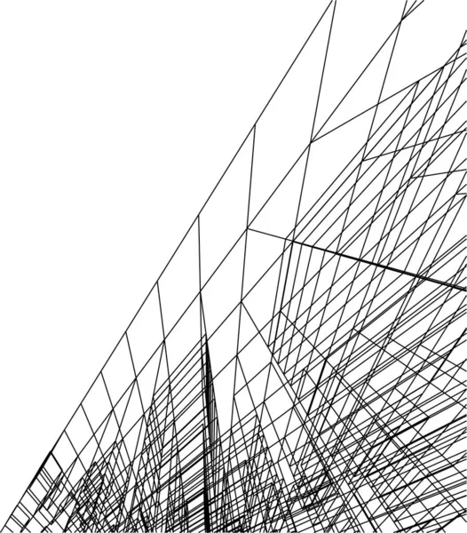 Lignes Dessin Abstraites Dans Concept Art Architectural Formes Géométriques Minimales — Image vectorielle