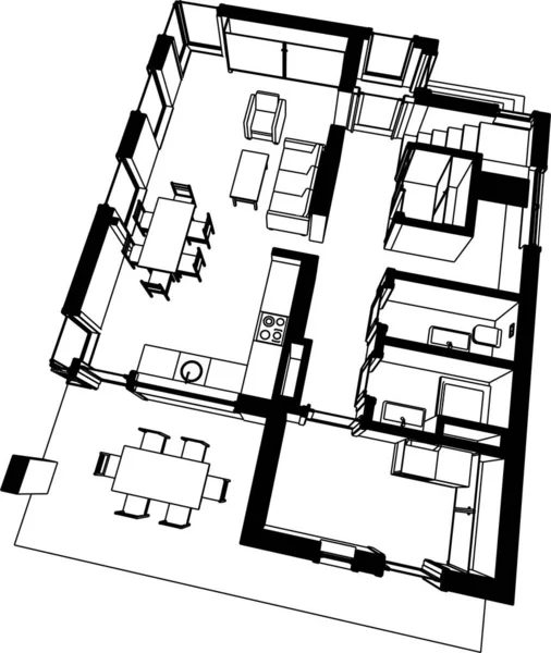 Abstrakta Teckningslinjer Arkitektonisk Konst Koncept Minimala Geometriska Former — Stock vektor