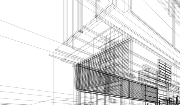 Líneas Abstractas Dibujo Concepto Arte Arquitectónico Formas Geométricas Mínimas — Vector de stock