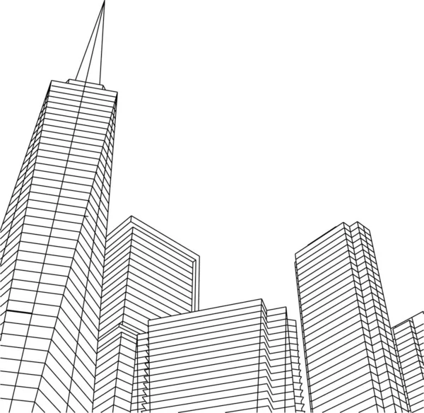 Abstrakte Zeichnungslinien Architektonischen Kunstkonzept Minimale Geometrische Formen — Stockvektor