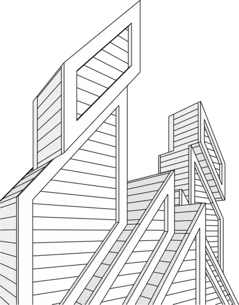 Elvont Rajzvonalak Építészeti Képzőművészetben Minimális Geometriai Formák — Stock Vector