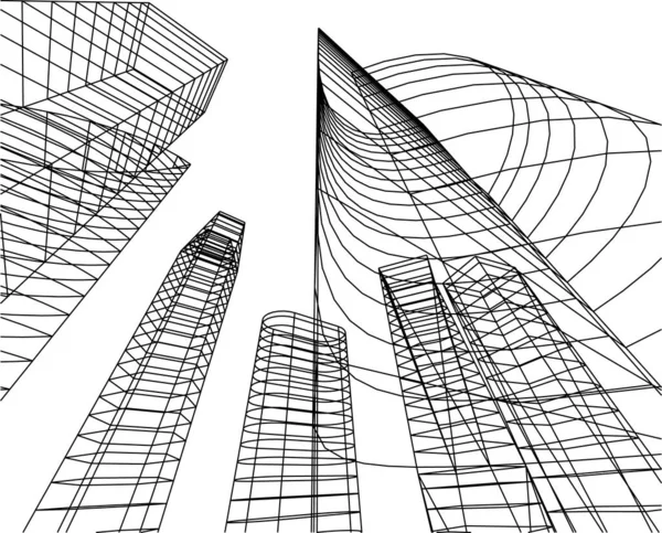 Abstrakta Teckningslinjer Arkitektonisk Konst Koncept Minimala Geometriska Former — Stock vektor