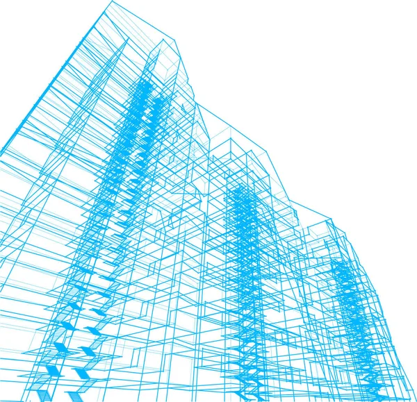 Elvont Rajzvonalak Építészeti Képzőművészetben Minimális Geometriai Formák — Stock Vector