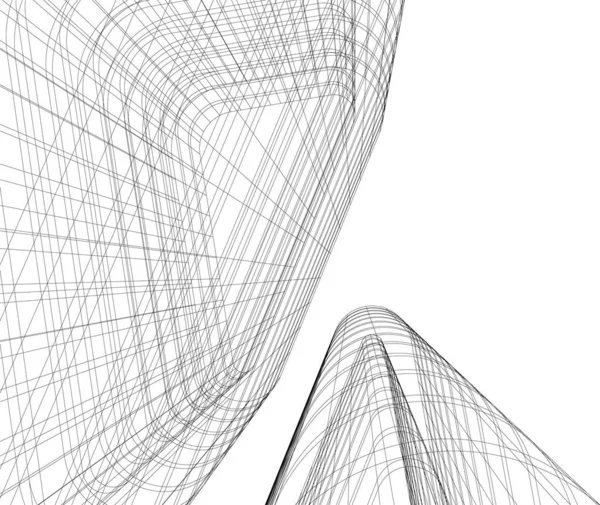 Abstracte Tekenlijnen Architectonisch Kunstconcept Minimale Geometrische Vormen — Stockvector