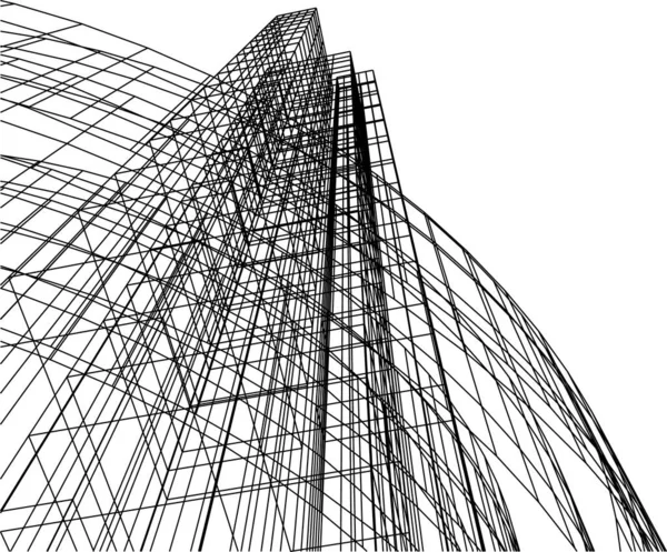 Abstrakcyjne Linie Rysunku Koncepcji Sztuki Architektonicznej Minimalne Kształty Geometryczne — Wektor stockowy