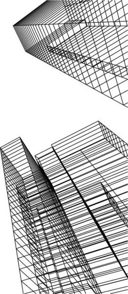 Elvont Rajzvonalak Építészeti Képzőművészetben Minimális Geometriai Formák — Stock Vector