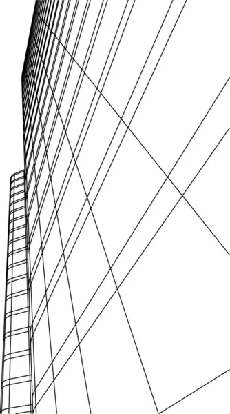 Elvont Rajzvonalak Építészeti Képzőművészetben Minimális Geometriai Formák — Stock Vector