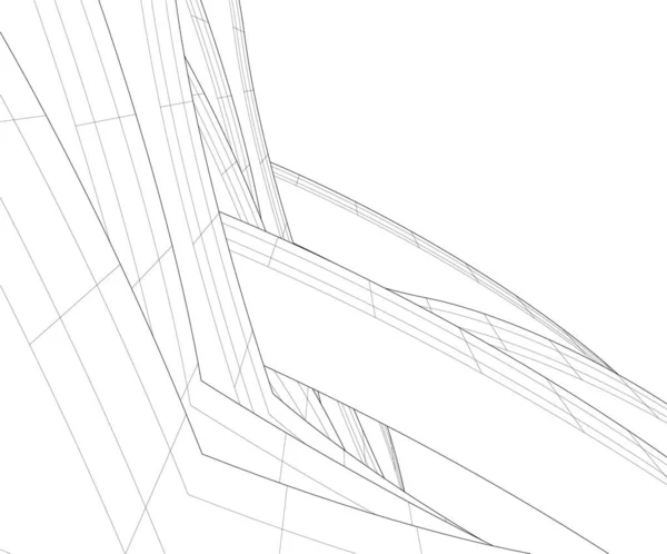 Lignes Dessin Abstraites Dans Concept Art Architectural Formes Géométriques Minimales — Image vectorielle