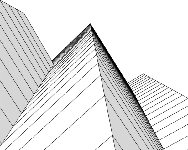 最小限の幾何学的形状建築線 — ストックベクタ