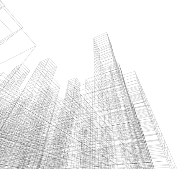 Abstracte Tekenlijnen Architectonisch Kunstconcept Minimale Geometrische Vormen — Stockvector