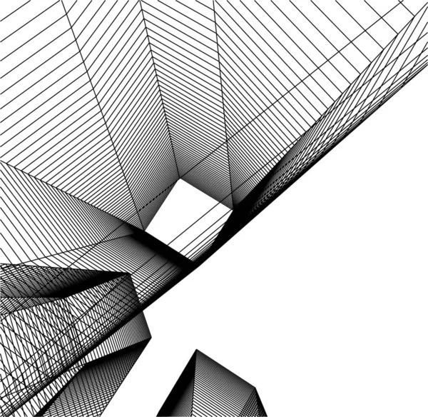 Elvont Rajzvonalak Építészeti Képzőművészetben Minimális Geometriai Formák — Stock Vector