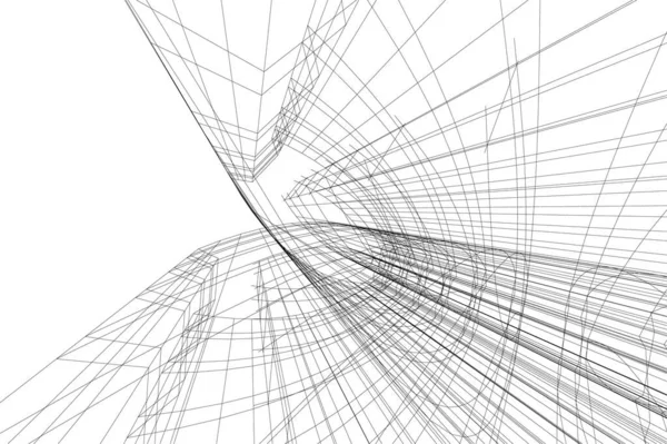 Abstrakte Zeichnungslinien Architektonischen Kunstkonzept Minimale Geometrische Formen — Stockvektor