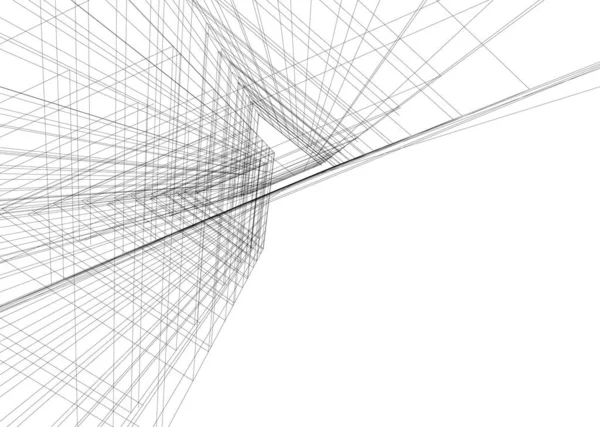 Abstracte Tekenlijnen Architectonisch Kunstconcept Minimale Geometrische Vormen — Stockvector